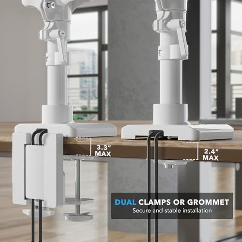 Mount-It! Triple Monitor Desk Mount, 13-27" Screens, White - color: White
