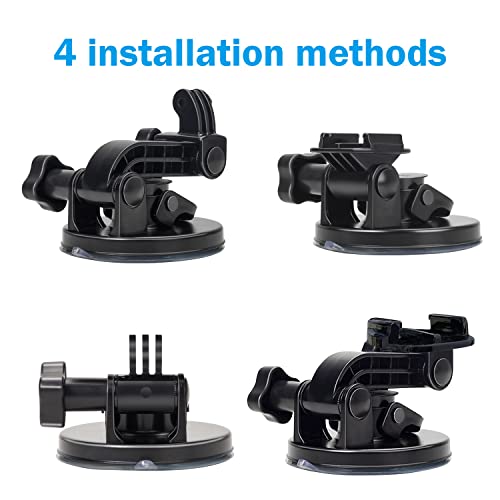 Suptig Suction Cup Mount Compatible for Gopro Mission 1 Pro/Gopro Hero 13/12/11/10/9/8/7/6/5/4/3/2 Gopro Max2, Hero+, Hero Session, Dji Action, Insta 360 Action Cameras Car Windshield and Window Mount