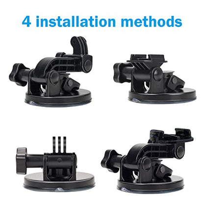 Suptig Suction Cup Mount Compatible for Gopro Mission 1 Pro/Gopro Hero 13/12/11/10/9/8/7/6/5/4/3/2 Gopro Max2, Hero+, Hero Session, Dji Action, Insta 360 Action Cameras Car Windshield and Window Mount