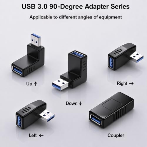 USB 3.0 Adapter Kit 90 Degree Up Down Left Right Angle Female Coupler 5Pcs - style: usb adapter up down left right coupler