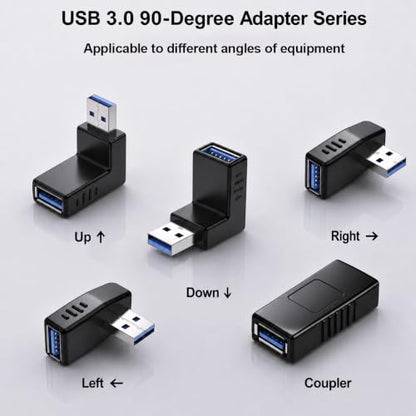USB 3.0 Adapter Kit 90 Degree Up Down Left Right Angle Female Coupler 5Pcs - style: usb adapter up down left right coupler