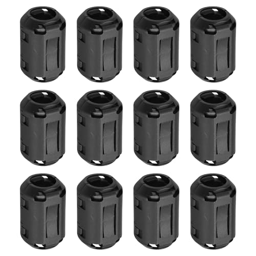 uxcell 12 Pcs Ferrite Filter Ring Core RFI EMI Noise Suppression Cable Clip ID 13mm 0.51Inch Regular Styles for Electronic Devices, Industry, Black - color: Black, size: 13mm