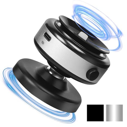 360 Rotatable Car Magnetic Phone Holder,Electric Vacuum Magnetic Suction Car Phone Mount,Magnetic Adsorption Double Cell Phone Holder-Sided Strong Suction for Car Mirro Gym All Smooth Surface(Silver) - color: Silver