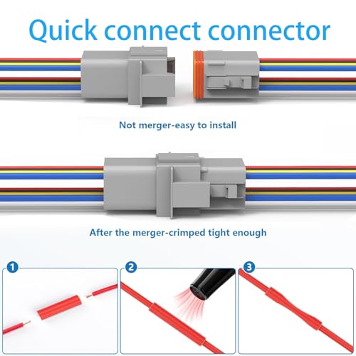 Deutsch 8 Pin Waterproof Connectors, 2Pairs 14 AWG Automotive Wiring Plug Kit for Truck, Boat, Car & LED Lights (8 Pin) - size: 8 Pin