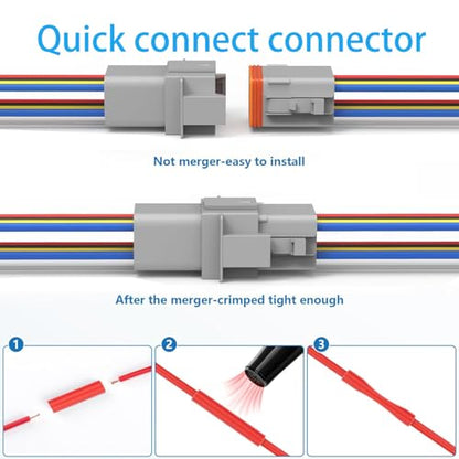 Deutsch DT 12 Pin 14 AWG Waterproof Connector, 2 Pairs 12 Wire Automotive Electrical Connectors, Male & Female Plug for Truck, Boat, Car, LED Lights (12 Pin) - size: 12 Pin