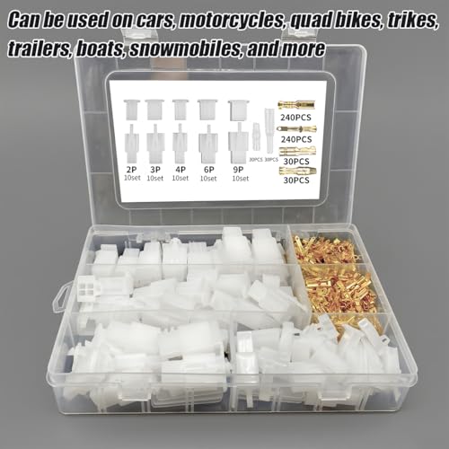 Zpana 700PCS 2.8mm Car Electrical Wire Connectors Kit, 2 3 4 6 9 Pin Male & Female Header Crimp with 30 Sets 4mm Bullet Terminal, Automotive Electrical Connectors Assortment, Universal Fit