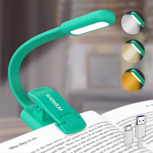 Rechargeable Book Reading Light at night in Bed, Eye Caring 9 LED with 9 Color Temperatures, Stepless Dimming Brightness, Clip on Book Light, Prefect Elegant White Gift for Book Lover.(green) - color: Green
