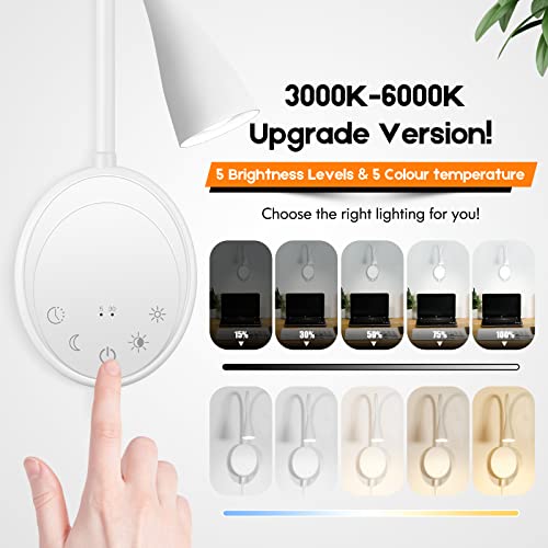 SANKEDOU LED Wall Mounted Reading Light, Book Light for Reading in Bed with Touch Control, 5 Dimmable, USB Output, Night Light & Timers Function, Flexible Gooseneck Headboard Bed Lights (White) - color: White