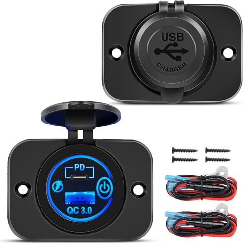 Nilight 2 Pack PD Type C and QC 3.0 USB Fast Outlet Panel with LED - color: 2PCS PD+QC3.0