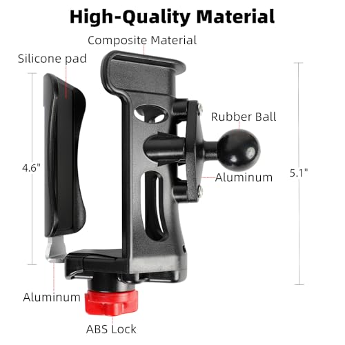 Cup Drink Holder Base with 1" Ball for RAM Mounts, Extra Large Adjustable Size Water Bottle Holder for 2.36-3.54" Diameter Bottles, Fits RAM B Size Double Socket Arms - size: Cup Holder (Base Only)