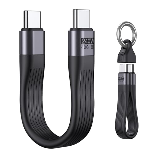 VAFOTON PD 240W Short USB C Cable/USB 4.0 USB C Short Cable/40Gbps Data Transfer, 8K 60Hz Video Display, Thunderbolt 3/4 for 1Phone16/15, Ma-Book/1Pad Series, Samsung Galaxy, Android Auto, VR - color: Black