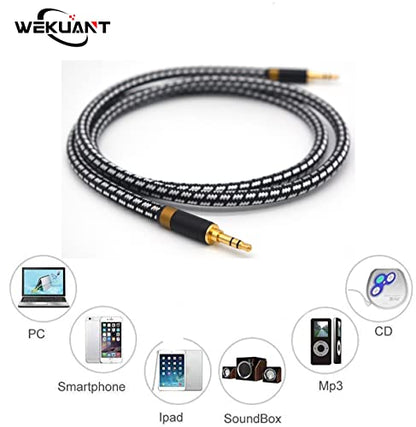 Aux Cord, Audiophile 3.5mm Stereo Audio Cable [2m (6.5 Feet), Silvered-Plated Copper core], Unbreakable and Great for Laptop, Tablets, Headphones, Cars and More. - size: 2m (6.5 Feet), style: 3.5mm straight to straight