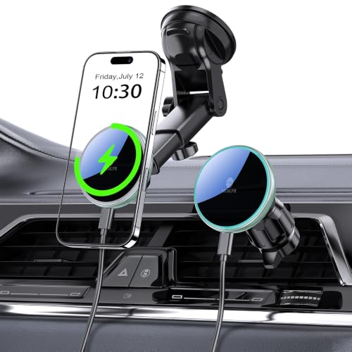 for Mag-Safe Car Mount Charger Dash Windshield Vent Magnetic Phone Holder - color: Green