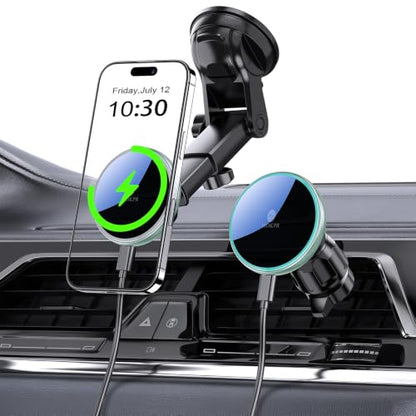 for Mag-Safe Car Mount Charger Dash Windshield Vent Magnetic Phone Holder - color: Green
