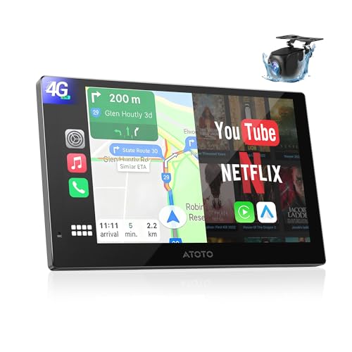 Wireless CarPlay Screen for Car, 9-Inch QLED Portable Android Auto Display - size: 9"