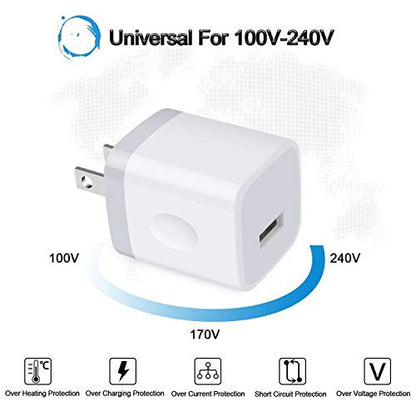 USB Plug Wall Adapter,1A/5V Single Port Wall Charger Block Charging Cube - color: White