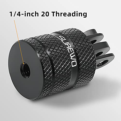 Aluminum 1/4 inch 20 Camera Tripod Adapter Mount, 360° Rotation 1/4"-20 Aluminum Tripod Adapter Mount Compatible with GoPro Hero 13/12/11/10, DJI Action 6/5 Pro/4, Xiaoyi and More Standard - color: 1/4"-20 Tripod Adapter Mount