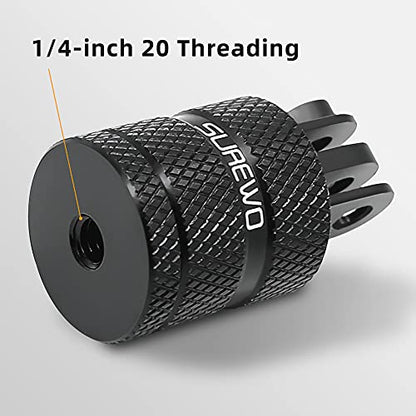Aluminum 1/4 inch 20 Camera Tripod Adapter Mount, 360° Rotation 1/4"-20 Aluminum Tripod Adapter Mount Compatible with GoPro Hero 13/12/11/10, DJI Action 6/5 Pro/4, Xiaoyi and More Standard - color: 1/4"-20 Tripod Adapter Mount