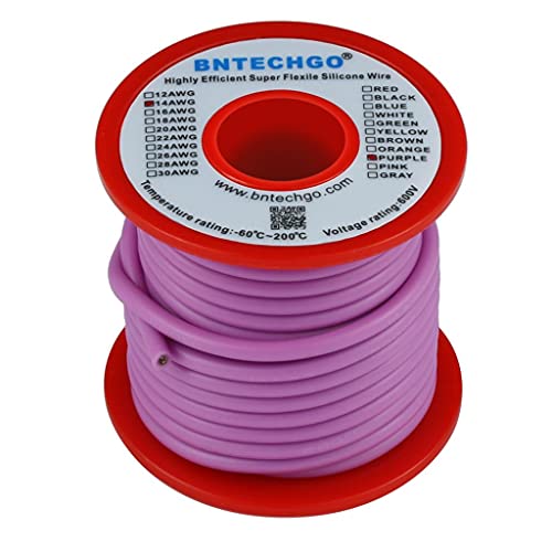 BNTECHGO 14 Gauge Silicone Wire Purple 25ft Stranded Tinned Copper Wire - color: Purple, size: silicone wire 25ft