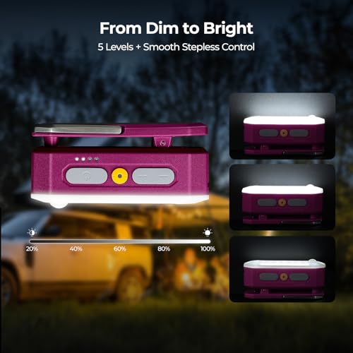 BougeRV Camping Light AL01, Movable Area Rechargeable Lantern Tent, Magenta - color: Magenta