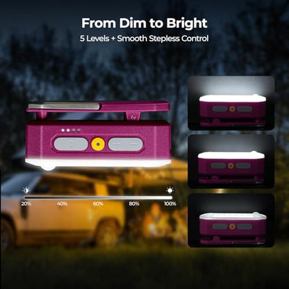 BougeRV Camping Light AL01, Movable Area Rechargeable Lantern Tent, Magenta - color: Magenta