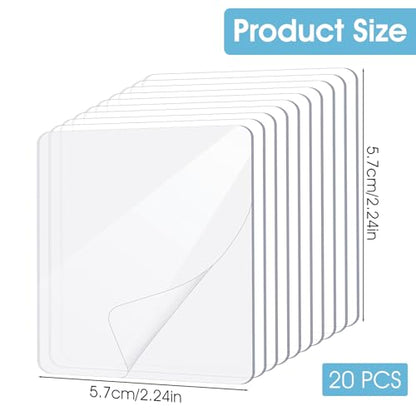20Pcs Clear Double Sided Adhesive Pads for Mounting, Super Strong Waterproof Double Sided Sticker, Heavy Duty Square Washable Sticky Patch for DIY Craft Office Home(2.24 Inch) - style: style-2