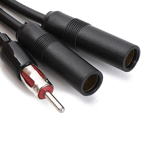 Universal car Antenna 1 Male to 2 Female Splitter Y-Shaped Radio Antenna Adapter Connector Cable FM AM Stereo Audio（12 inch） - color: FM DIN 1 Male to 2 Female