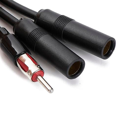 Universal car Antenna 1 Male to 2 Female Splitter Y-Shaped Radio Antenna Adapter Connector Cable FM AM Stereo Audio（12 inch） - color: FM DIN 1 Male to 2 Female