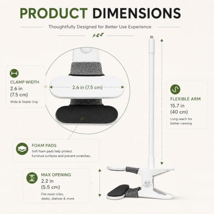 15.7 inch Flexible Baby Monitor Clip Mount for HelloBaby HB6560/HB6550/HB65/HB40/HB6339/HB66/HB6550Pro, ANMEATE SM935E, Baby Camera Mount Holder Stand with , Attach to Baby Crib Without Without Tools