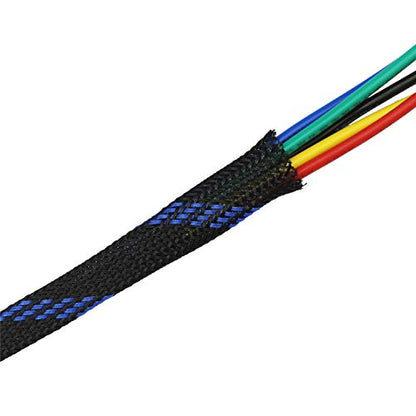 30ft PET Expandable Sleeving Wire Cable Sleeve (1/4", Steel Blue&Black) - color: Steel Blue&Black, size: 1/4"