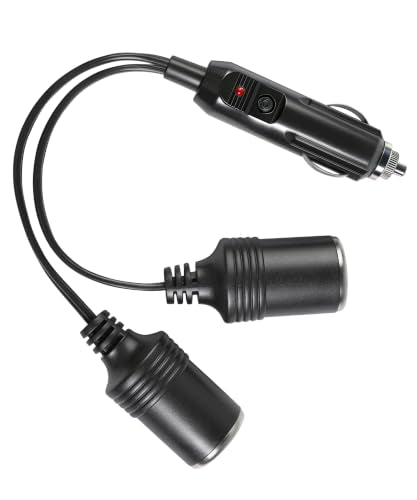 Cigarette Lighter Splitter,Car Accessories 18AWG 1 to 2 Dual Cigarette Lighter Adapters for Cars,Automotive Replacement,Compatible with 12V-24V Cars,RVs,Trucks,Boats and Other Vehicles