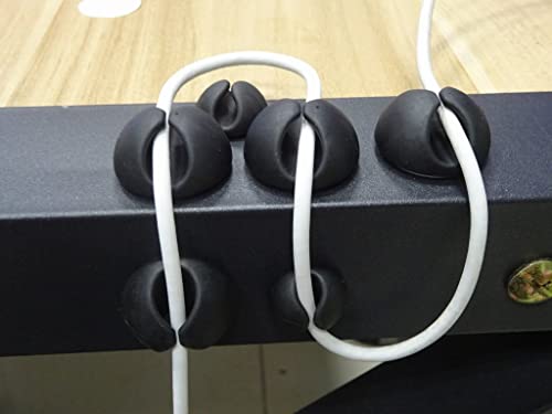 케이블 와이어 코드 클립 오거나이저 홀더 자체 접착 코드 관리 시스템 충전용 USB 네트워크 헤드폰 케이블 자동차 책상 사무실 가정용 (블랙 실리콘 6개 팩)