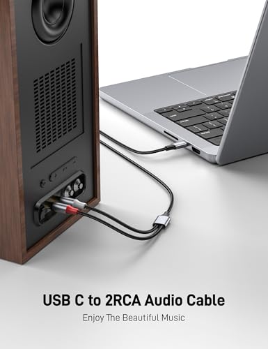 USB C to RCA Audio Cable 3.3FT, USB C to 2 Male Y RCA Audio Splitter Cord Adapter for iPad, Phone, Laptop, Tablet, Galaxy, Pixel, Home Theater, DVD, Amplifier, Speaker, Car Stereo - size: 3.3FT