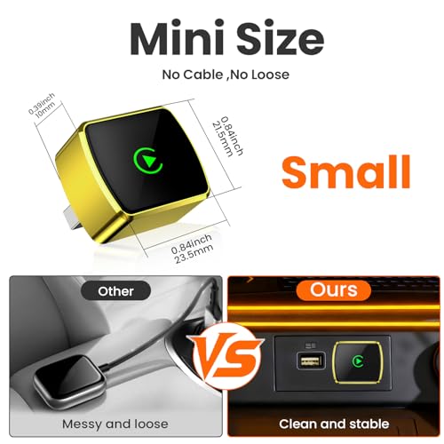 Wireless CarPlay Adapter for iPhone - Plug and Play, Converts Wired to Wireless, Stable Connection Without Delay, Compatible with iOS 10+ & 800+ Car Models, Not for Android 2025 (Gold)