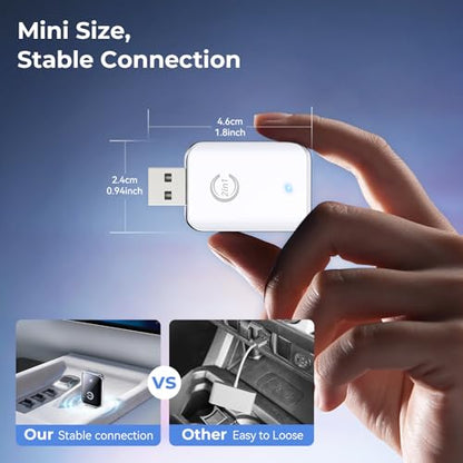 Wireless Carplay Adapter for iPhone, Convert Wired Car Play to Wireless, 2 in 1 Plug and Play Mini CarPlay and Android Auto Adapter for iOS 10 Android 11 and Above, Cars with Built-in Carplay (White) - color: White-Silver