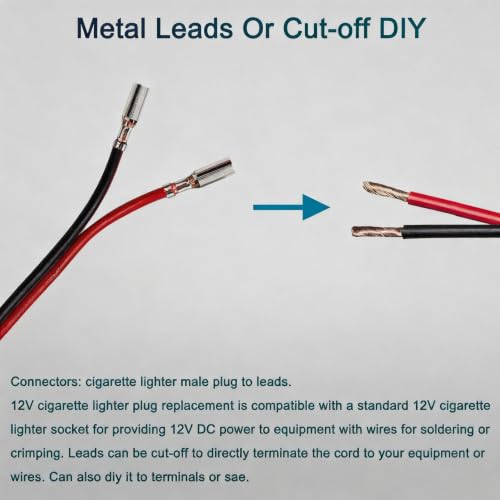 Cigarette Lighter Plug Adapter, 12V 24V Car Power Extension Cord, 3.28FT 2Pack LED Switch Fuse Protected Male Plug for Car Truck RV Motorcycle Boat Low-Power Device Power Supply