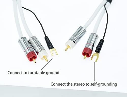 5ft Ultra Low Noise Double Audio 2 rca to rca male Cable balance Ground Wire of turntable Independent Shield-rcaed Signal Line Preamp LP Vinyl Record Player Amplifier Chassis Gold-rca Plated Connector