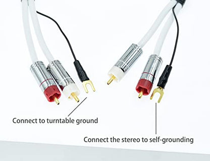 5ft Ultra Low Noise Double Audio 2 rca to rca male Cable balance Ground Wire of turntable Independent Shield-rcaed Signal Line Preamp LP Vinyl Record Player Amplifier Chassis Gold-rca Plated Connector