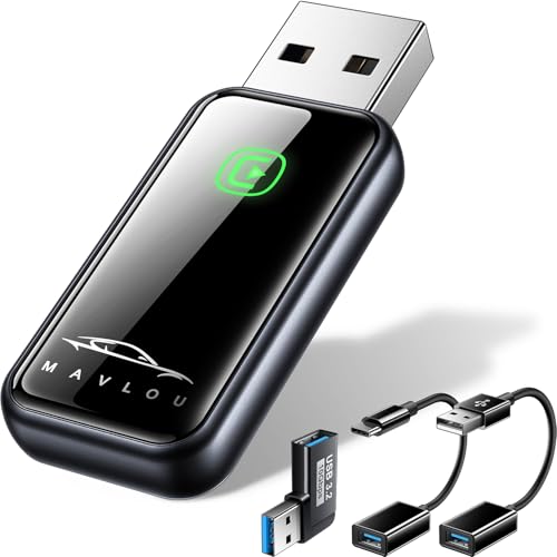 Carplay Wireless Adapter for iPhone, Latest Upgrade Carplay Dongle, Stable Fast Convert Wired to Wireless CarPlay, Plug & Play OTA Upgrade, for iPhone iOS 10+ & Cars with Wired CarPlay (Black)