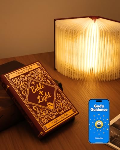 Book Light with Bible Verse, Foldable Paper Desk Lamp for Home Decor, Birthday Gifts for Christians，Book Lovers,Mom and Father