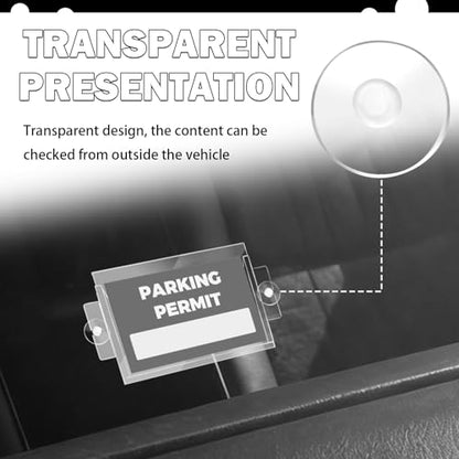 Acrylic Car Parking Permit Holder with Suction Cups,Transparent Curved Parking Pass Holder for Car Windshield for Clear Permit Display,Universal Cars Windshield Sticker Holders