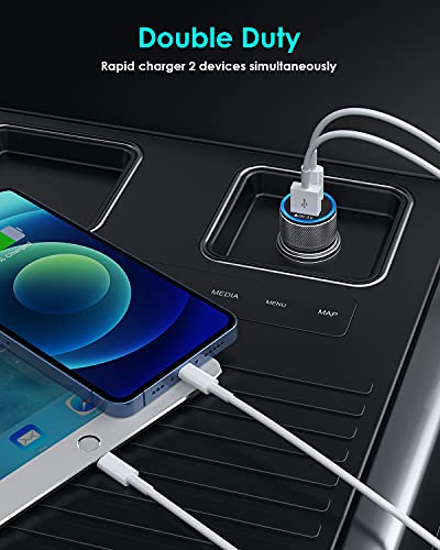 iPhone Car Charger,USB C Fast Car Charger[Apple MFi Certified] Apple Car Charging 38W Dual Port CarCharger Cigarette Lighter Adapter 2x3ft PD&QC 3.0 Lightning Cable for iPhone 14/13/12 Pro/11/Airpods - color: Grey