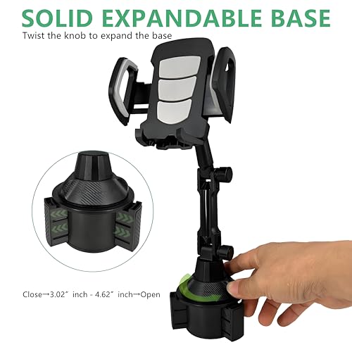 Upgraded Version Golf cart Cup Phone Holder, Universal Adjustable Long Neck Golf Car Phone Mount Cradle Friendly Compatible with iPhone Google and All 4.0-7.0 inches Smartphones, black
