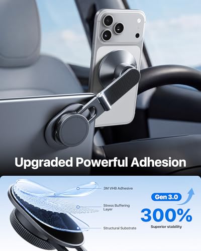 andobil 3rd Gen Tesla Phone Mount 【Upgrade Adhesive & Upgrade Stongest Magnet】 Phone Holder for Tesla New Model Y Juniper Model 3, 360° Adjustable Tesla Phone Holder fits iPhone 17 16 15 14 Pro Max - color: Black