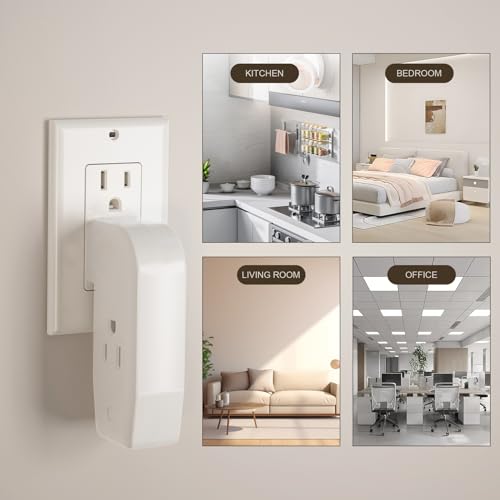 3 Way Outlet Vertical Wall Tap Splitter Adapter with 3 Prong Plug. - color: white/1PK
