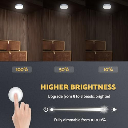 DAZZY DOT Rechargeable Puck Lights 2-Pack, Magnetic Tap Light, Cool White - color: Cool White
