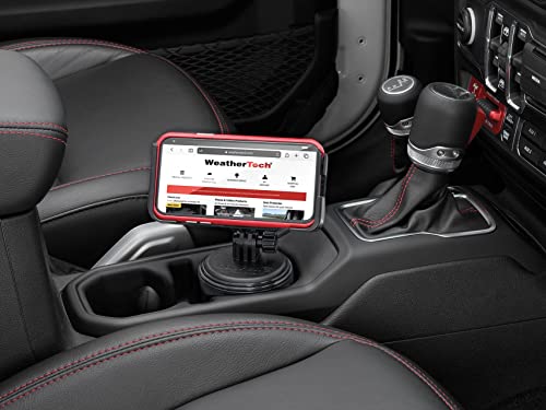WeatherTech CupFone Two View – Adjustable, Universal Cup Holder Phone Mount Car & Truck Accessory – Best Design for iPhone & Smartphone Charging – Red Metal Knobs - color: Red
