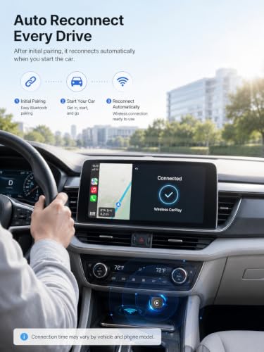 Wireless CarPlay Adapter USB C, Compact Android Auto Dongle - color: Gloss Black