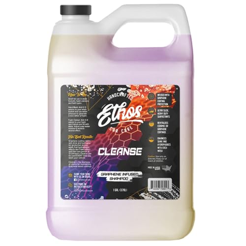 Ethos Cleanse for Cars Graphene Shampoo, Ceramic Coating Infused Car Wash Soap, High Lubricity Car Cleaning Shampoo for Coated, Waxed & Untreated Vehicles - size: 128 Fl Oz (Pack of 1)