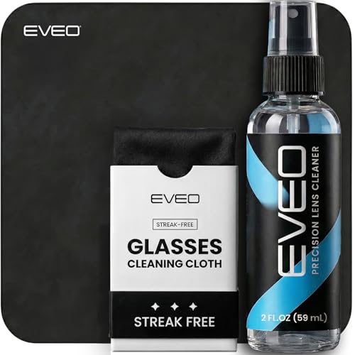 EVEO Eyeglass Cleaner Spray - No Streaks Technology with Microfiber Cleaning Cloth- Glasses Cleaning Kit - Glasses Cleaner Spray with Lens Cleaner Cloth - Screen & Eye Kit - 1 Pack - size: 2 Piece Set